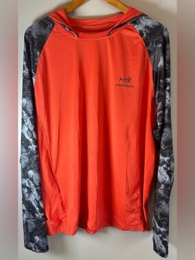 Bass dash Men's Long Sleeve UPF 50+ Sun Protection Fishing Hoodie Shirt Size XL